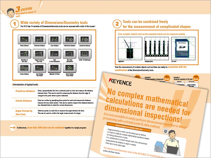 No more numerical calculation necessary for dimension measurement Just one click of operation should complete dimension inspection of image processing (English)