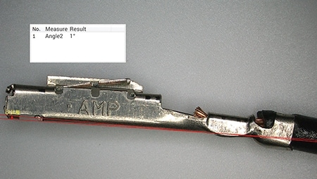 Angle measurement of a warped wiring harness using the VHX Series 4K Digital Microscope