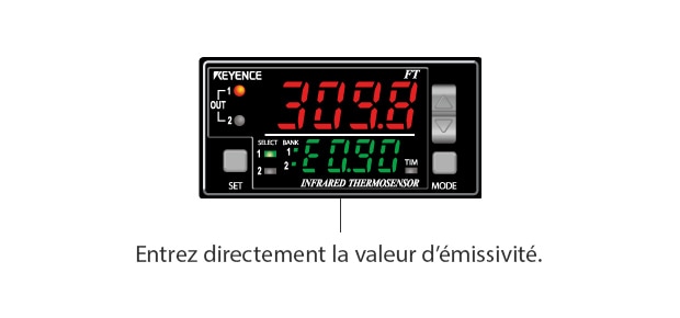 Entrez directement la valeur d’émissivité.