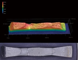 Surface de rupture d'une pièce métallique (ductilité)